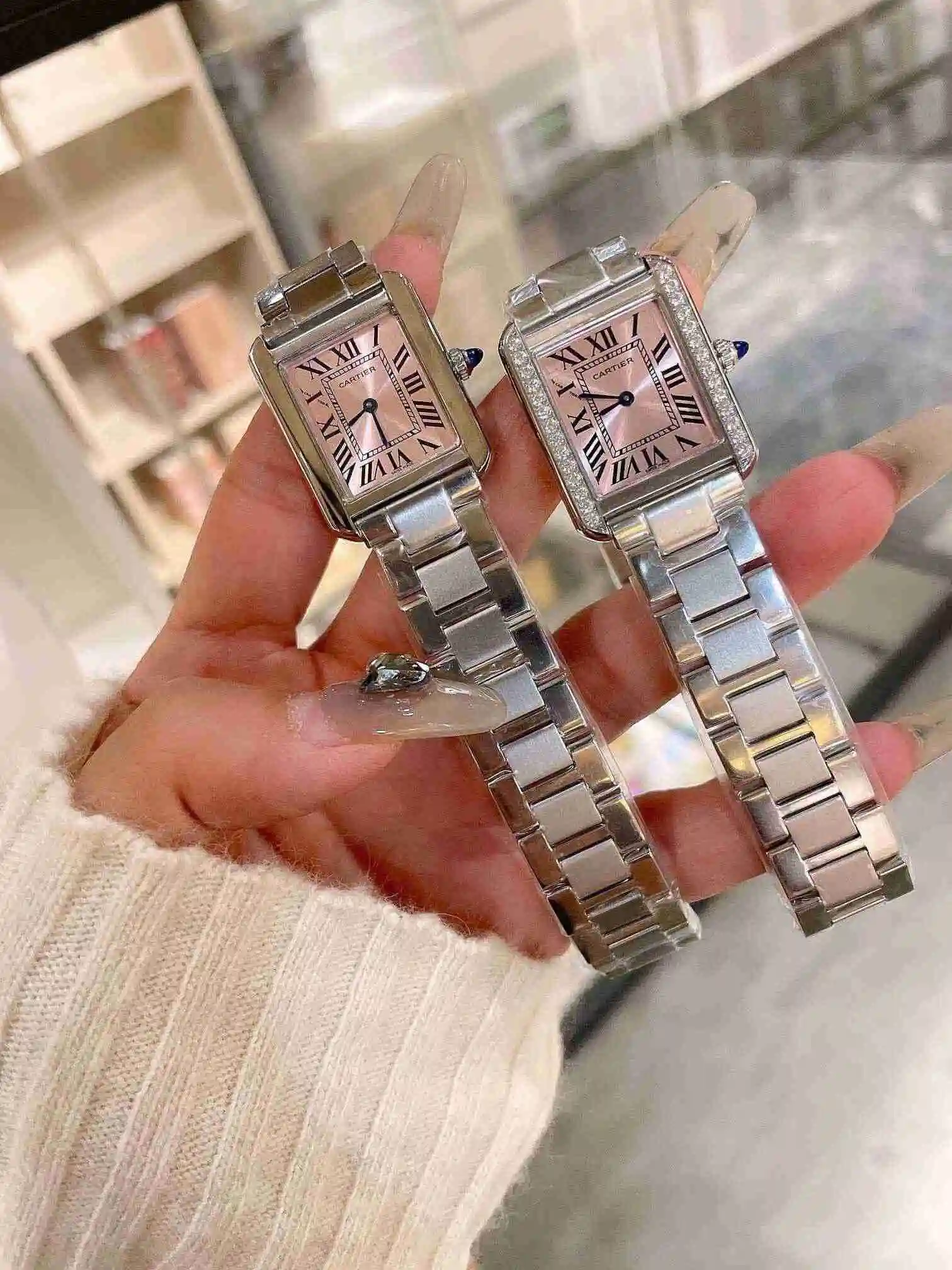 General Watches Cartier Watch Couple Watch Paired with Original Fully Automatic Mechanical Movement Top grade 316 Precision Steel Case Case with Mineral Super Strong Mirror Diameter 27MMX34MM KK03450 2 view 5