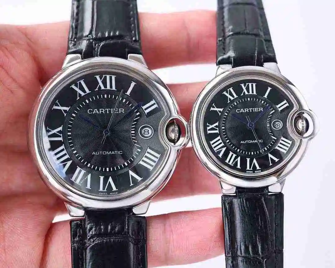 General Watches Cartier Watch Couple Pair Watch Paired with Original Fully Automatic Mechanical Movement Top Grade 316 Precision Steel Case with Mineral Super Strong Mirror Diameter Male 42mm Female 33mm kk07 2 view 4