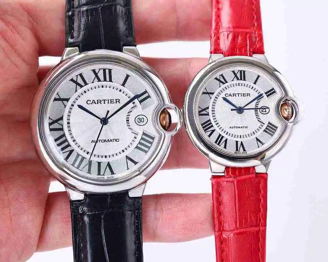 General Watches Cartier Watch Couple Pair Watch Paired with Original Fully Automatic Mechanical Movement Top Grade 316 Precision Steel Case with Mineral Super Strong Mirror Diameter Male 42mm Female 33mm kk07 2 view 6