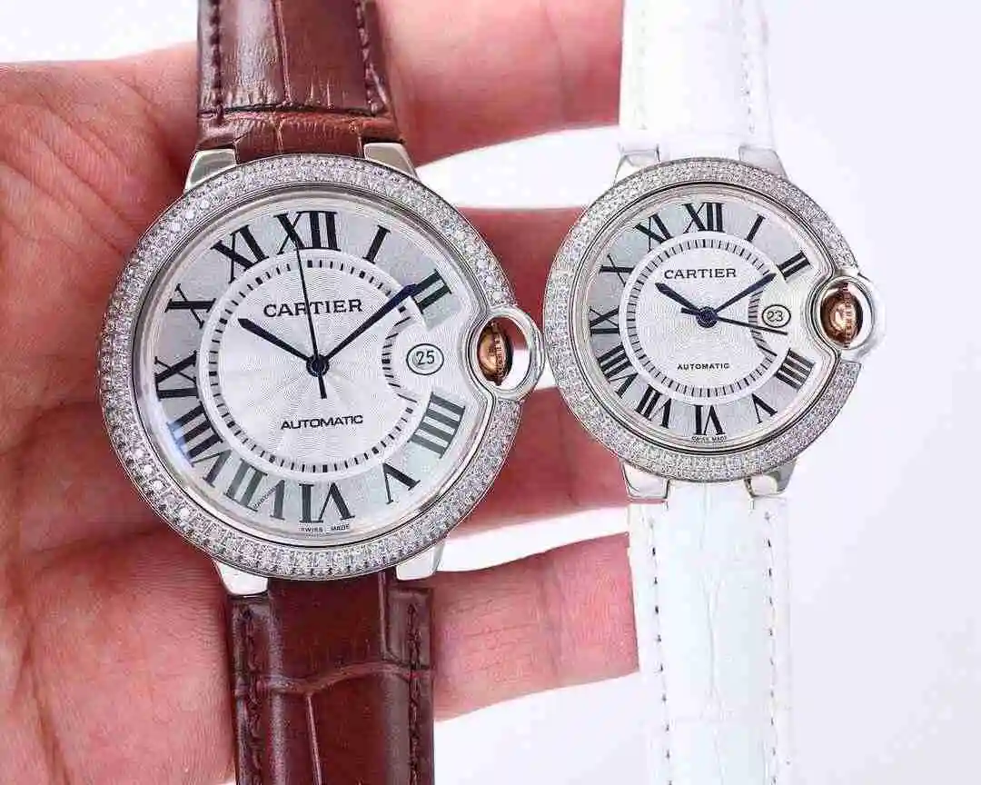 General Watches Cartier Watch Couple Pair Watch Paired with Original Fully Automatic Mechanical Movement Top Grade 316 Precision Steel Case with Mineral Super Strong Mirror Diameter Male 42mm Female 33mm kk07 2 view 7