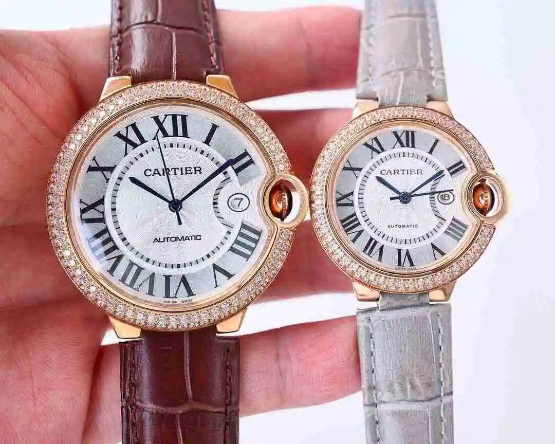 General Watches Cartier Watch Couple Pair Watch Paired with Original Fully Automatic Mechanical Movement Top Grade 316 Precision Steel Case with Mineral Super Strong Mirror Diameter Male 42mm Female 33mm kk07 2 view 8