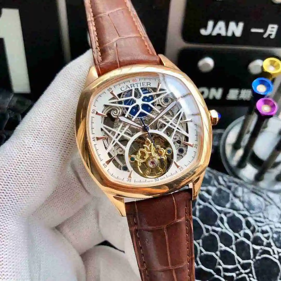 General Watches Cartier Watch Men's Watch Paired with Original Fully Automatic Mechanical Movement Top Grade 316 Precision Steel Case with Mineral Super Strong Mirror Diameter 42mm KK04950 view 9