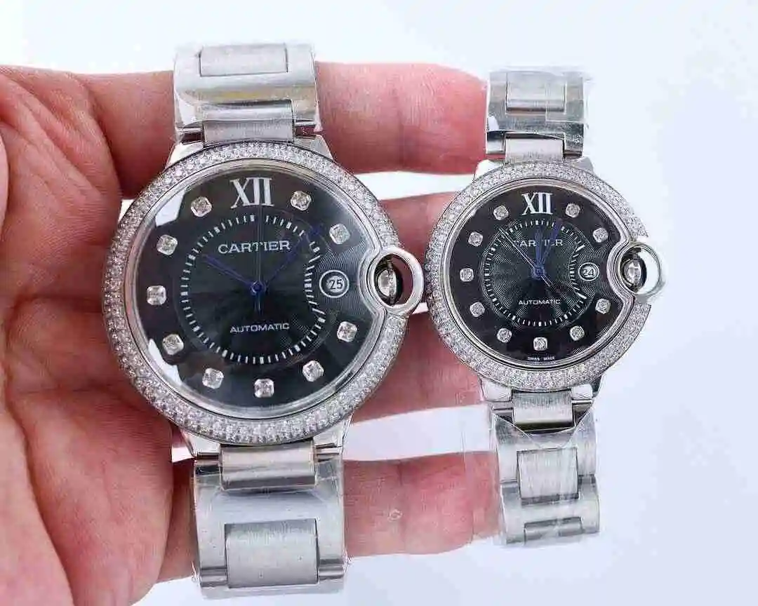 General Watches Cartier Watch Couple Paired Watch Paired with Original Fully Automatic Mechanical Movement Top grade 316 Precision Steel Case with Mineral Super Strong Mirror Diameter Large 42mm Small 33mm kk07500 3 view 7