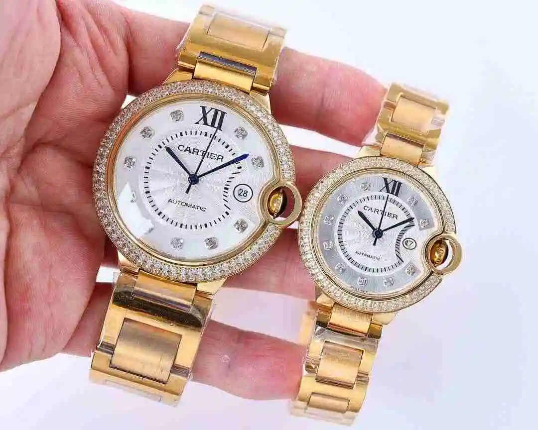 General Watches Cartier Watch Couple Paired Watch Paired with Original Fully Automatic Mechanical Movement Top grade 316 Precision Steel Case with Mineral Super Strong Mirror Diameter Large 42mm Small 33mm kk07500 3 view 8