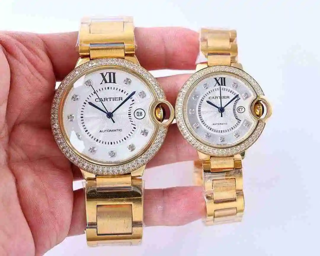 General Watches Cartier Watch Couple Paired Watch Paired with Original Fully Automatic Mechanical Movement Top grade 316 Precision Steel Case with Mineral Super Strong Mirror Diameter Large 42mm Small 33mm kk07500 3 view 9