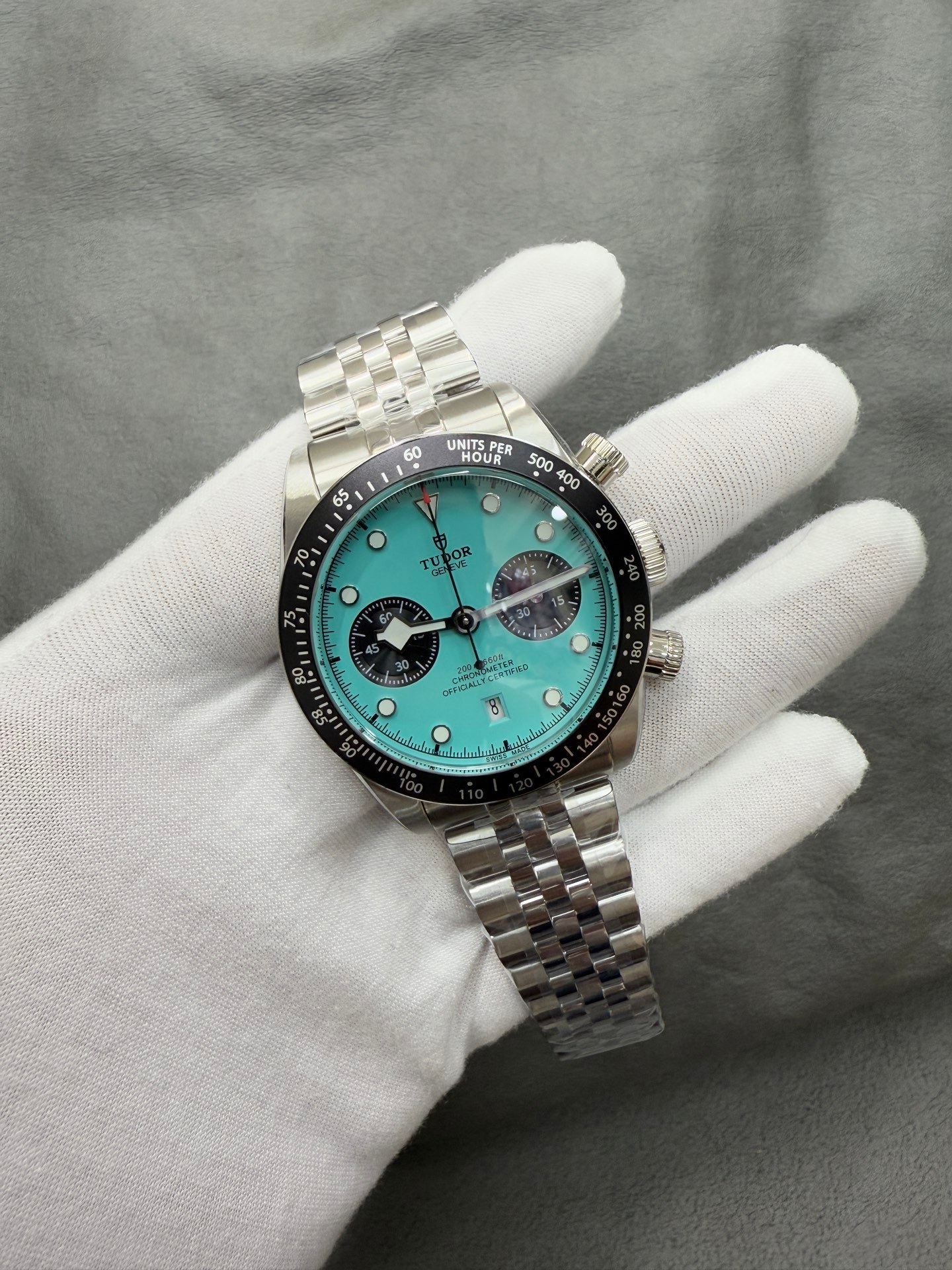 Tudor Blue Dial Chronograph Watch view 2