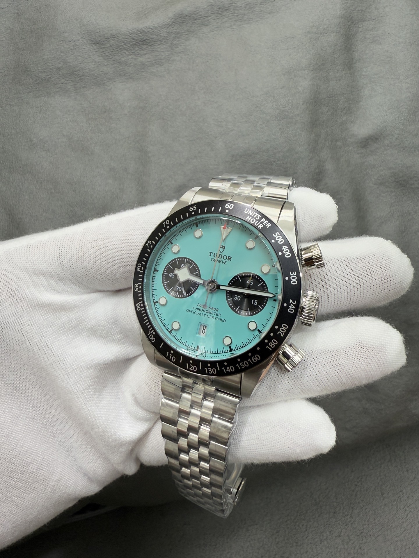 Tudor Blue Dial Chronograph Watch view 3