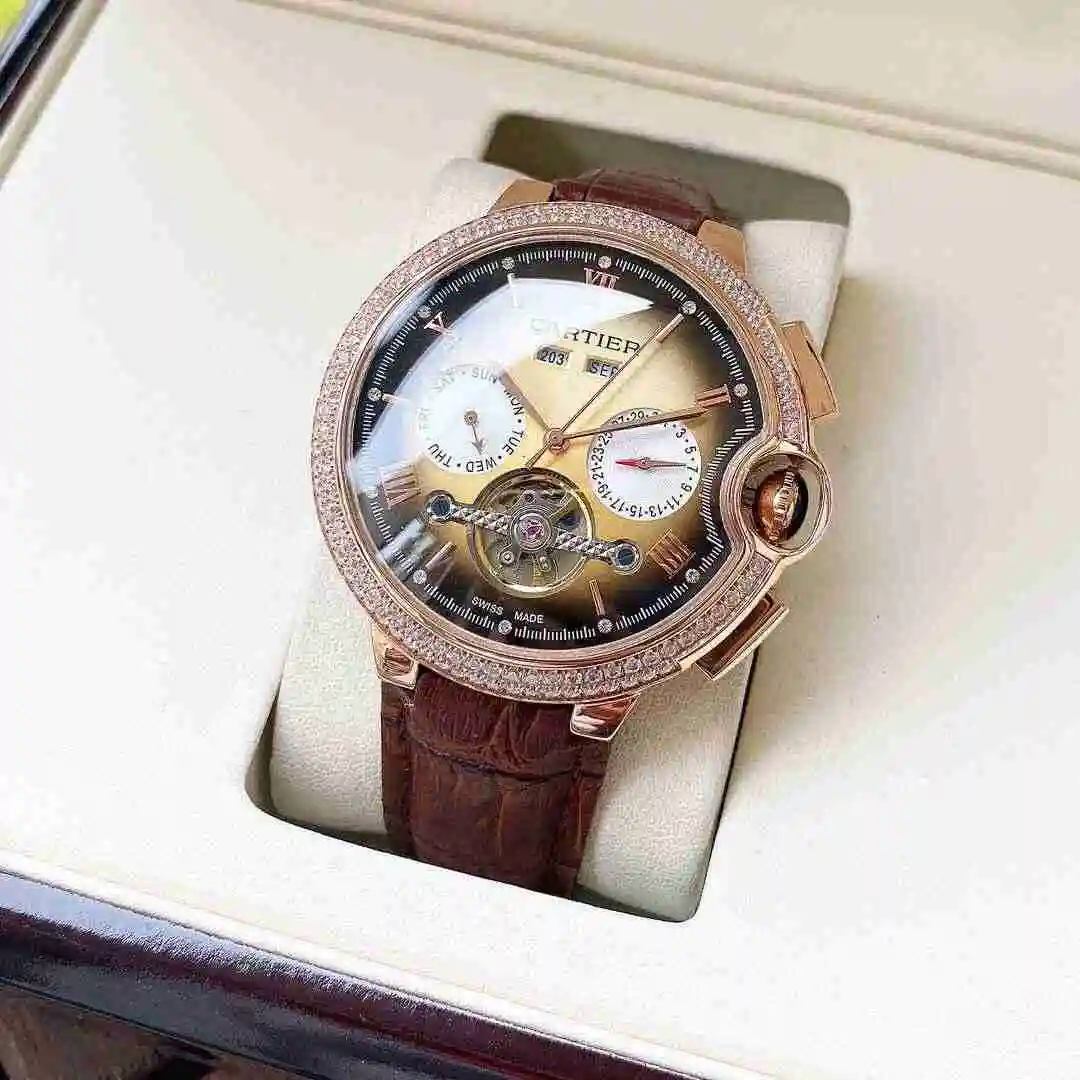 General Watches Cartier Watch Men's Watch Paired with Original Fully Automatic Mechanical Movement Top Grade 316 Precision Steel Case with Mineral Super Strong Mirror Diameter 44mm KK06250 view 9