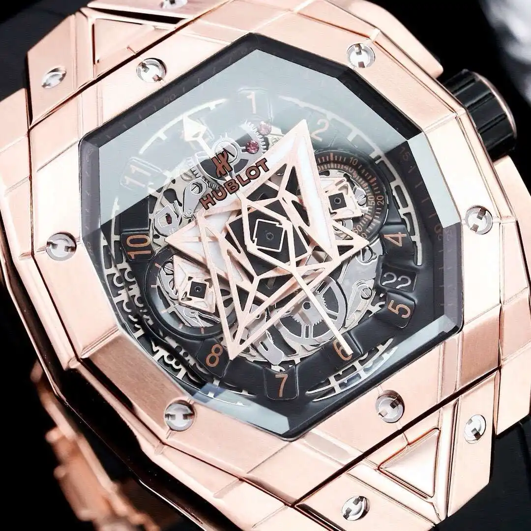 General Watches Hublot watch men's watch with original fully automatic mechanical movement top 316 stainless steel case strap mineral super mirror KK06800 1 view 6