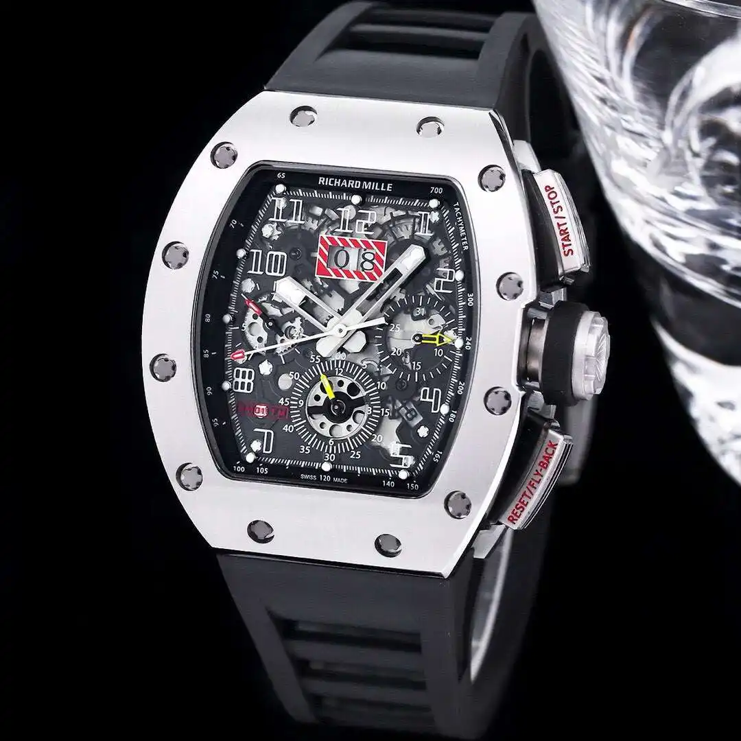 General Watches Richard Mille Richard@Mill watch men's watch with original fully automatic mechanical movement top 316 stainless steel case strap mineral super mirror KK09800 view 9