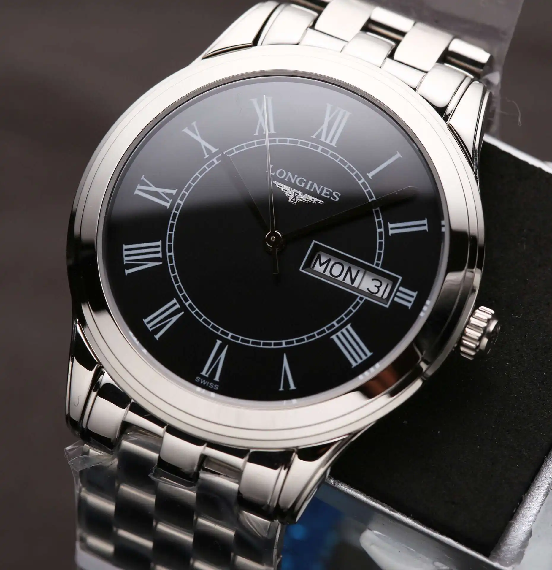 General Watches Longines Lang@Qin watch men's watch with original fully automatic mechanical movement top 316 stainless steel case strap mineral super mirror diameter 39mm KK04850 1 view 5