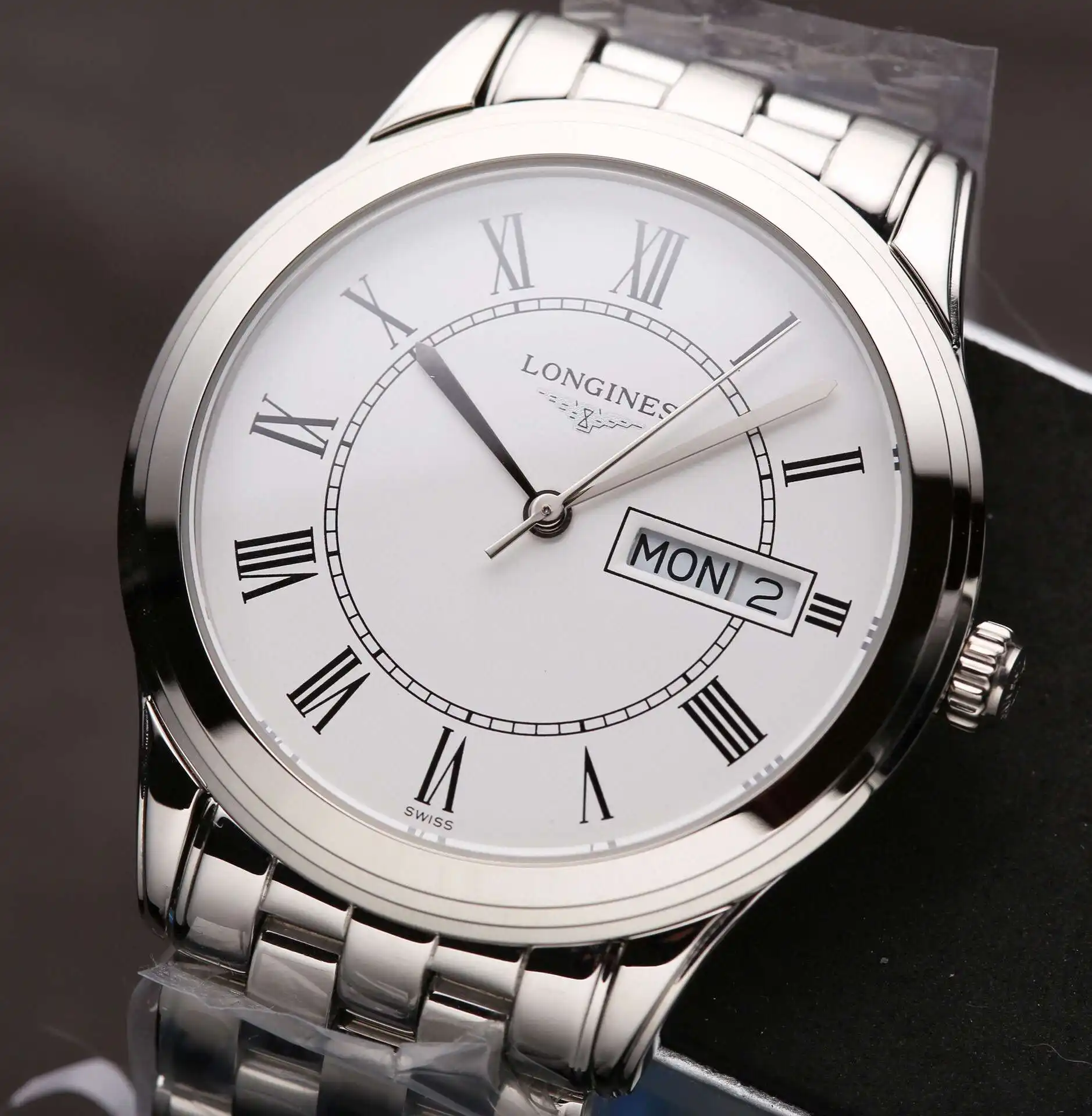 General Watches Longines Lang@Qin watch men's watch with original fully automatic mechanical movement top 316 stainless steel case strap mineral super mirror diameter 39mm KK04850 1 view 8