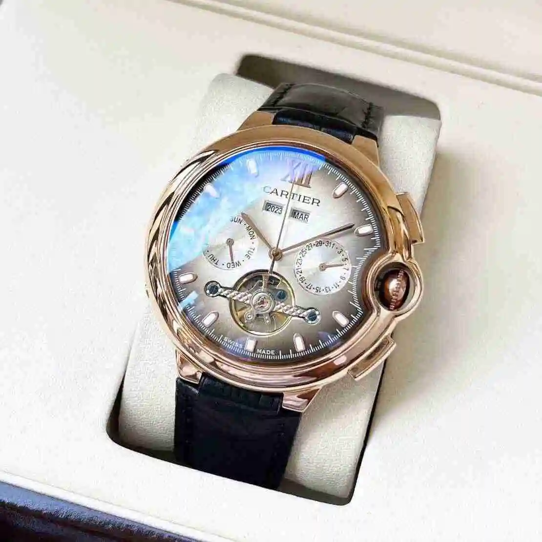 General Watches Cartier Watch Men's Watch Paired with Original Fully Automatic Mechanical Movement Top Grade 316 Precision Steel Case with Mineral Super Strong Mirror Diameter 44mm KK05400 view 9