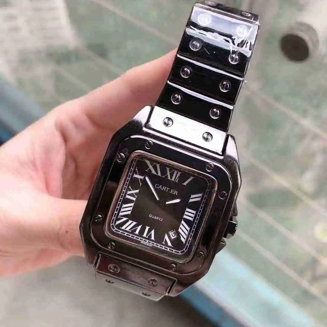 General Watches Cartier Sandos steel belt gun color drive belt Watch view 4
