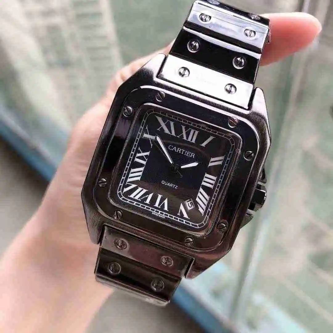 General Watches Cartier Sandos steel belt gun color drive belt Watch view 5