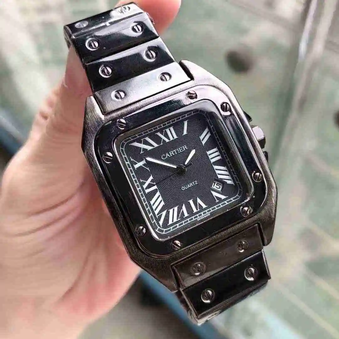 General Watches Cartier Sandos steel belt gun color drive belt Watch view 6