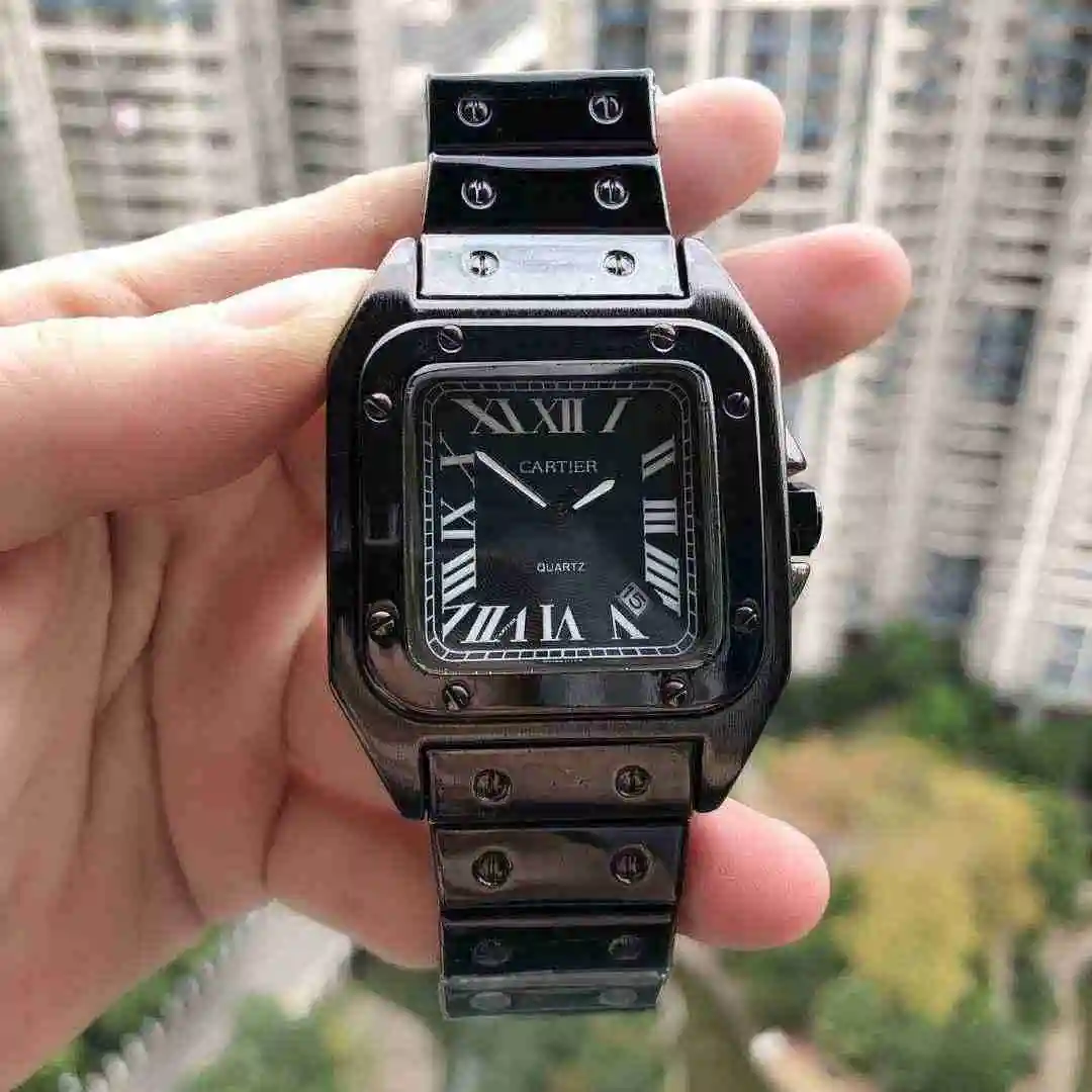 General Watches Cartier Sandos steel belt gun color drive belt Watch view 7