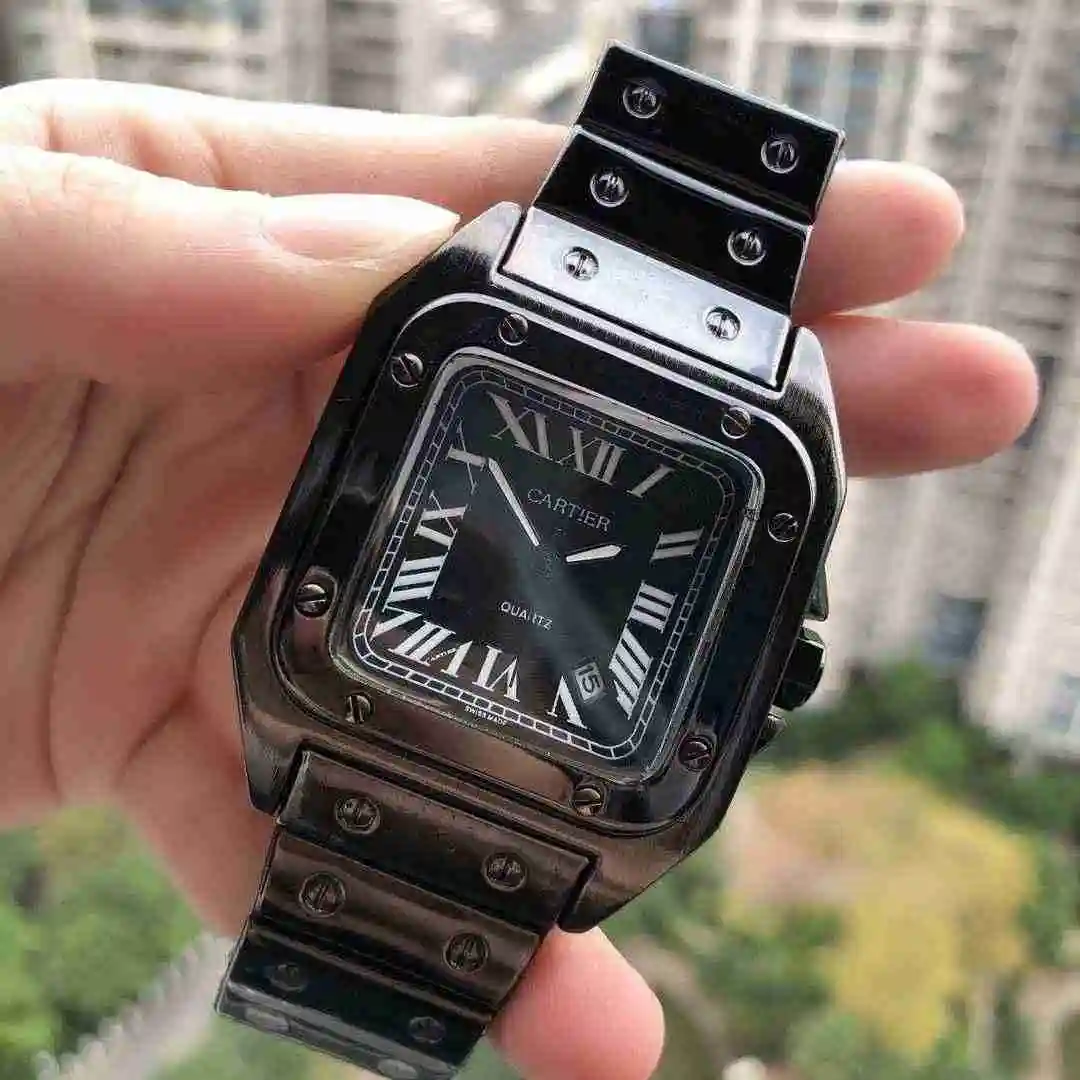 General Watches Cartier Sandos steel belt gun color drive belt Watch view 8