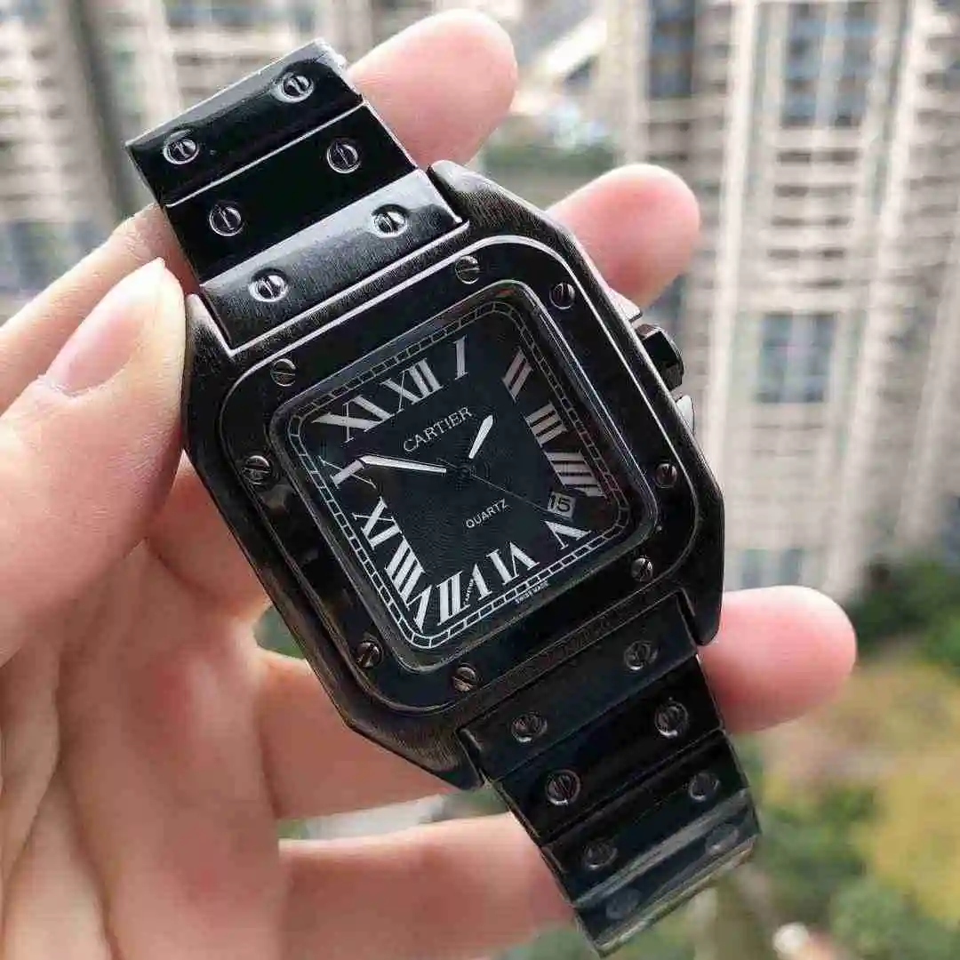 General Watches Cartier Sandos steel belt gun color drive belt Watch view 9