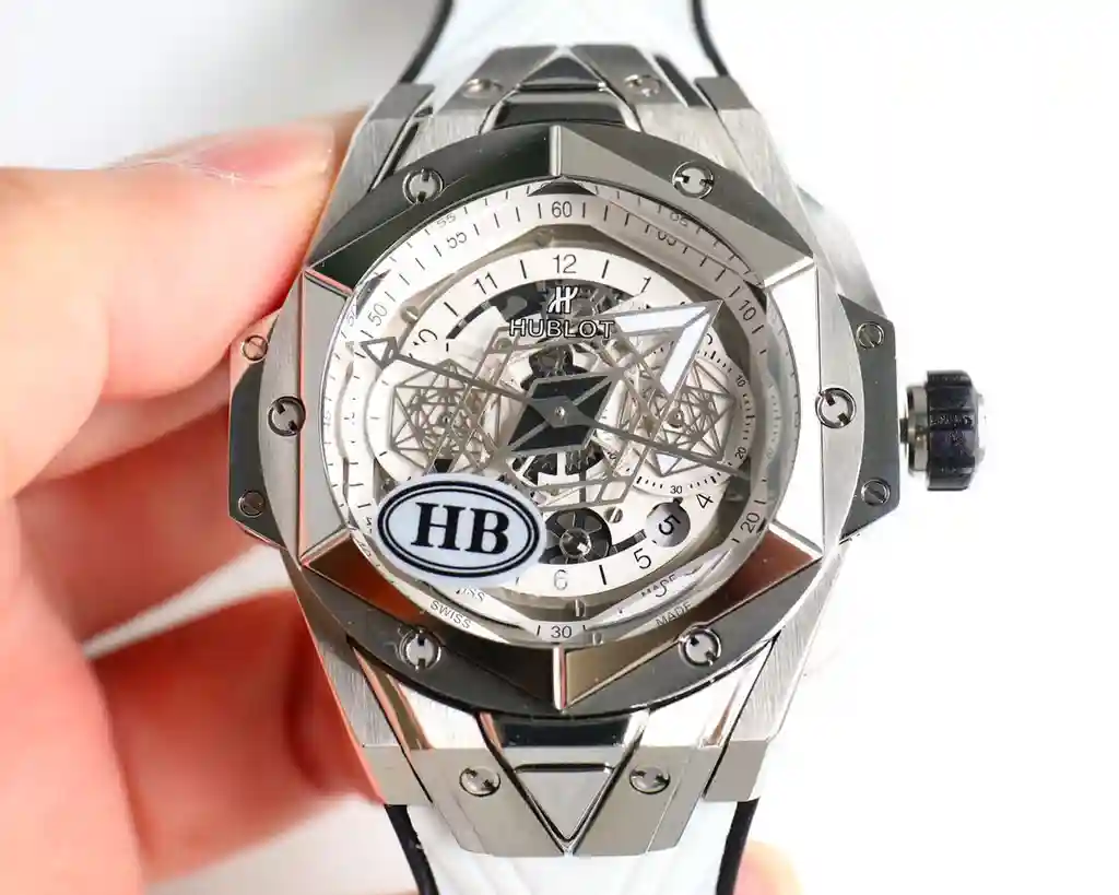 General Watches Hublot watch men's watch with original fully automatic mechanical movement top 316 stainless steel case strap mineral super mirror diameter 45mm KK view 7