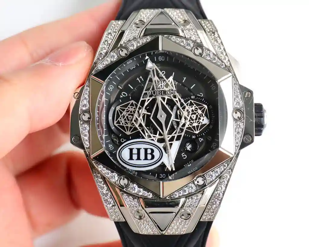 General Watches Hublot watch men's watch with original fully automatic mechanical movement top 316 stainless steel case strap mineral super mirror diameter 45mm KK view 8