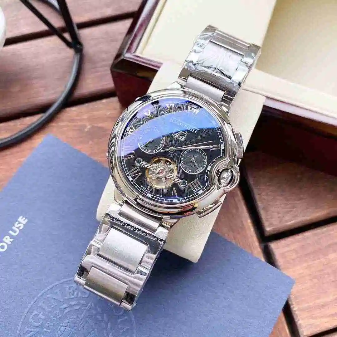 General Watches Cartier Watch Men's Watch Paired with Original Fully Automatic Mechanical Movement Top Grade 316 Precision Steel Case with Mineral Super Strong Mirror Diameter 44mm KK05450 view 5