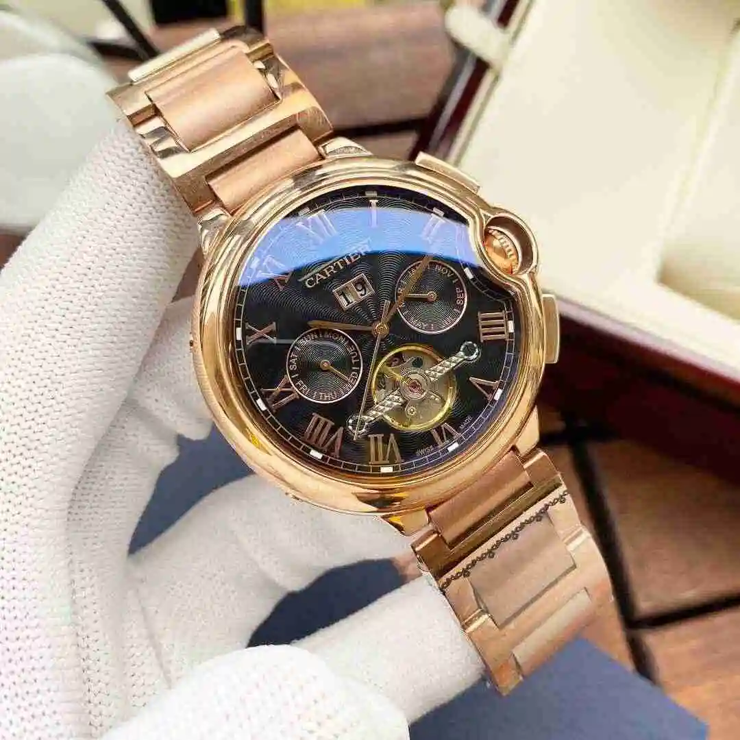 General Watches Cartier Watch Men's Watch Paired with Original Fully Automatic Mechanical Movement Top Grade 316 Precision Steel Case with Mineral Super Strong Mirror Diameter 44mm KK05450 view 6