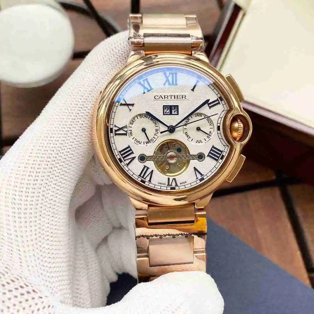 General Watches Cartier Watch Men's Watch Paired with Original Fully Automatic Mechanical Movement Top Grade 316 Precision Steel Case with Mineral Super Strong Mirror Diameter 44mm KK05450 view 7