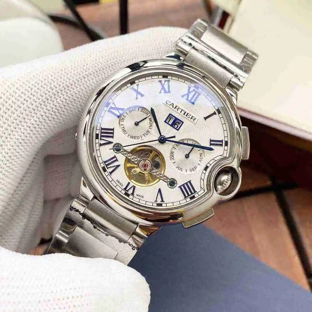 General Watches Cartier Watch Men's Watch Paired with Original Fully Automatic Mechanical Movement Top Grade 316 Precision Steel Case with Mineral Super Strong Mirror Diameter 44mm KK05450 view 8