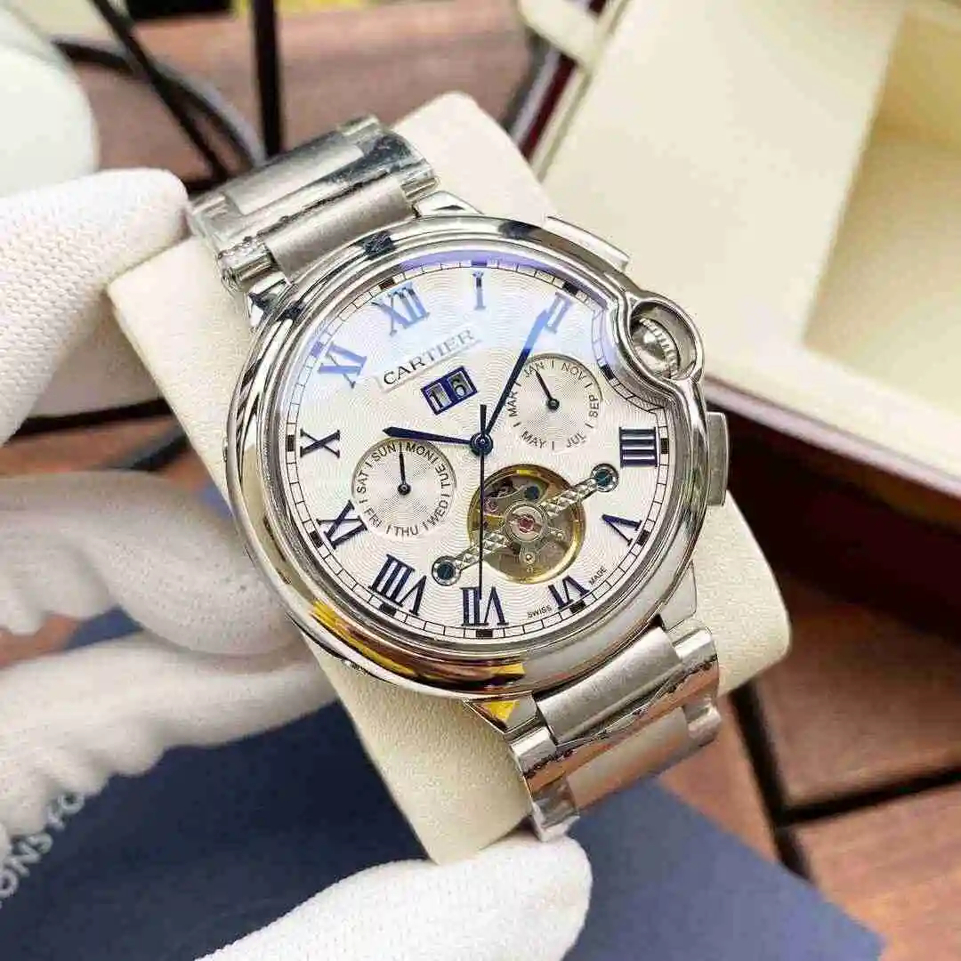 General Watches Cartier Watch Men's Watch Paired with Original Fully Automatic Mechanical Movement Top Grade 316 Precision Steel Case with Mineral Super Strong Mirror Diameter 44mm KK05450 view 9