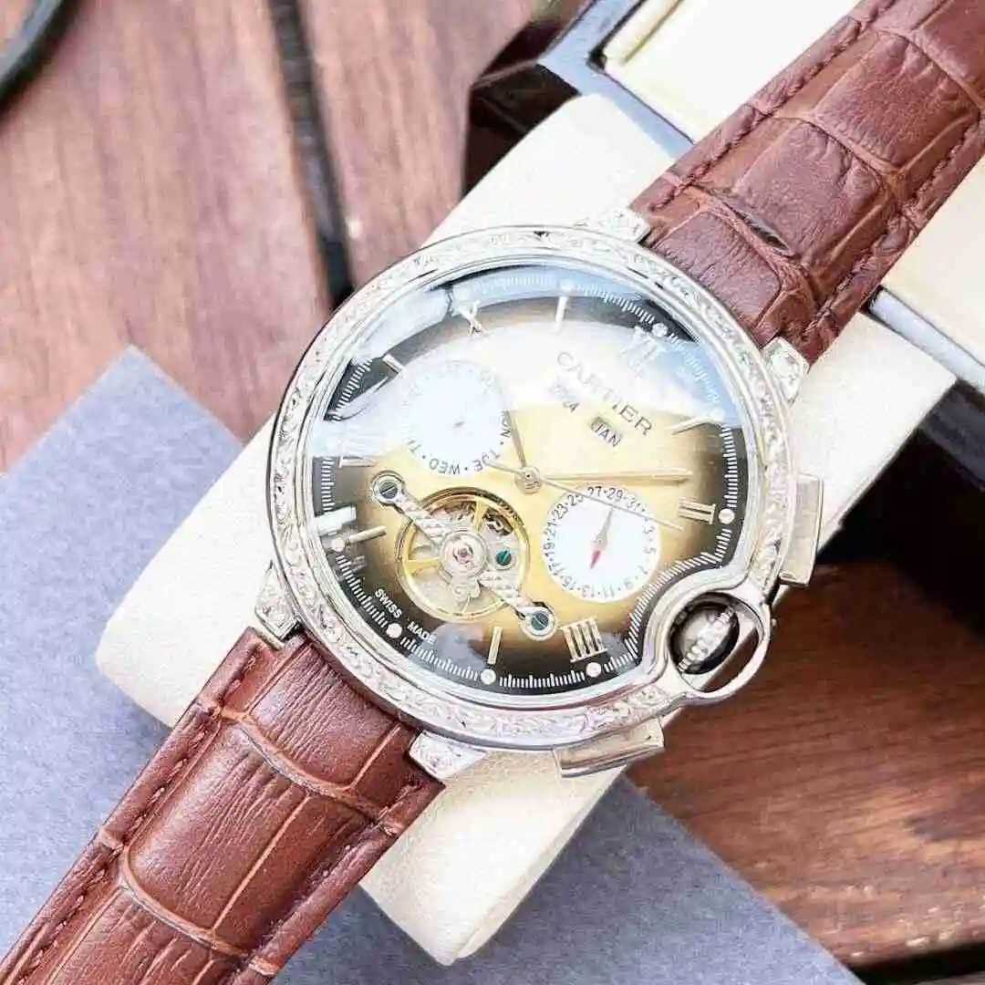 General Watches Cartier Watch Men's Watch Paired with Original Fully Automatic Mechanical Movement Top Grade 316 Precision Steel Case with Mineral Super Strong Mirror Diameter 44mm KK06550 view 4