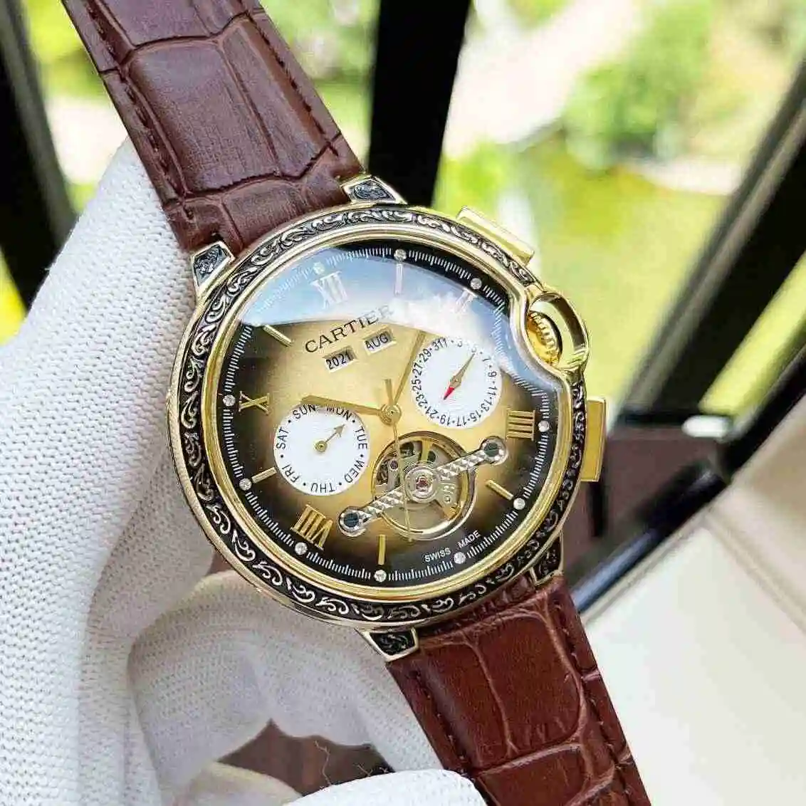 General Watches Cartier Watch Men's Watch Paired with Original Fully Automatic Mechanical Movement Top Grade 316 Precision Steel Case with Mineral Super Strong Mirror Diameter 44mm KK06550 view 7