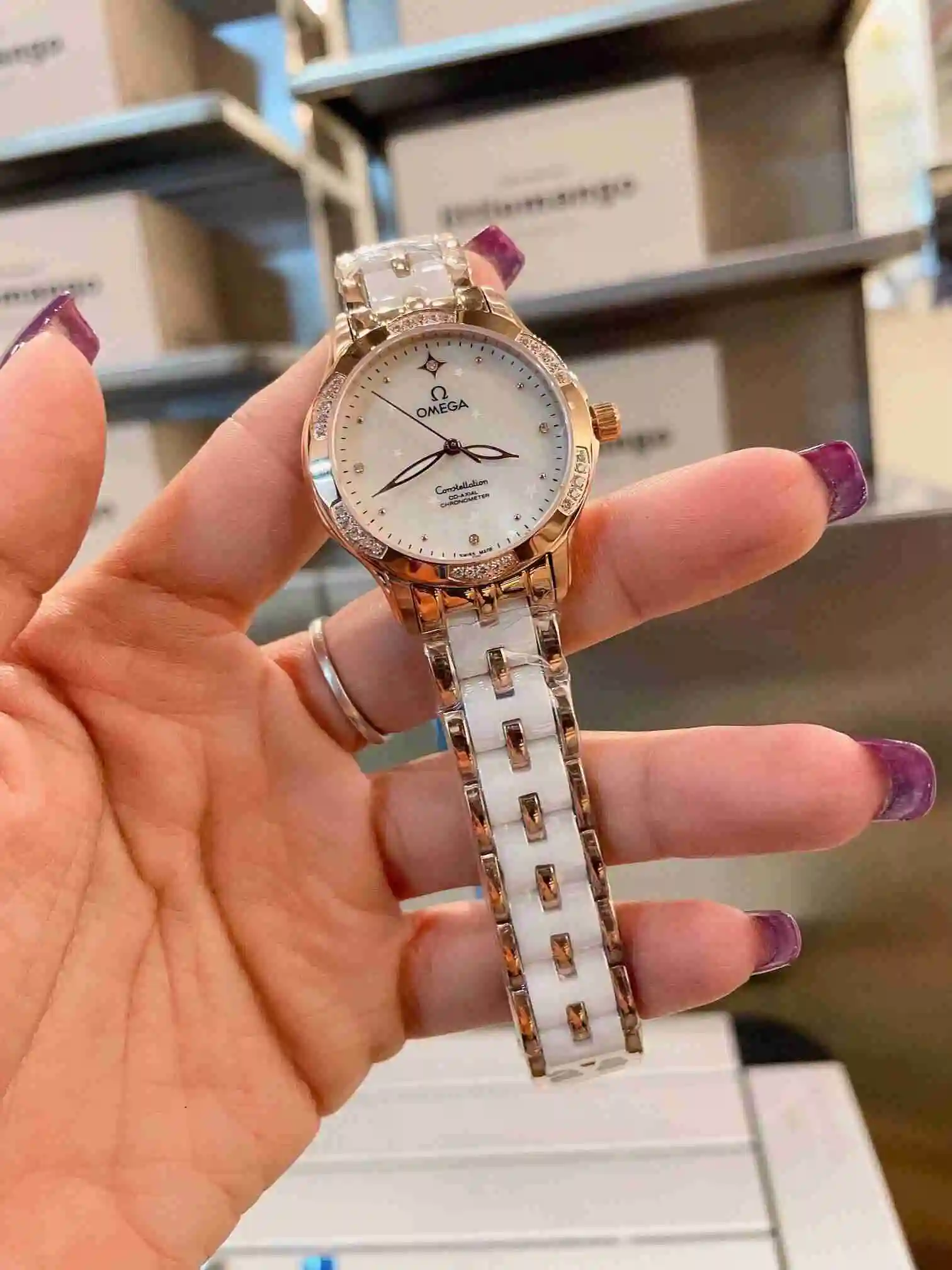 General Watches Omega Watch Women's Watch Paired with Original Fully Automatic Mechanical Movement Top Grade 316 Precision Steel Case with Mineral Super Strong Mirror Diameter 35cm KK03050 view 5