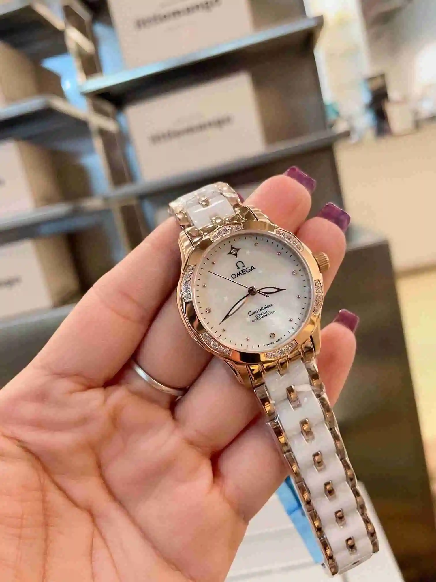 General Watches Omega Watch Women's Watch Paired with Original Fully Automatic Mechanical Movement Top Grade 316 Precision Steel Case with Mineral Super Strong Mirror Diameter 35cm KK03050 view 6