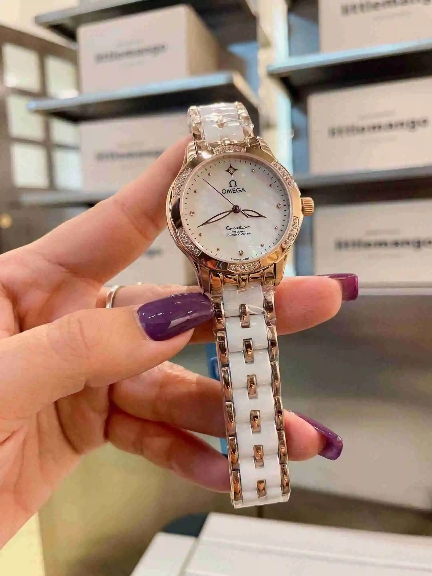 General Watches Omega Watch Women's Watch Paired with Original Fully Automatic Mechanical Movement Top Grade 316 Precision Steel Case with Mineral Super Strong Mirror Diameter 35cm KK03050 view 7