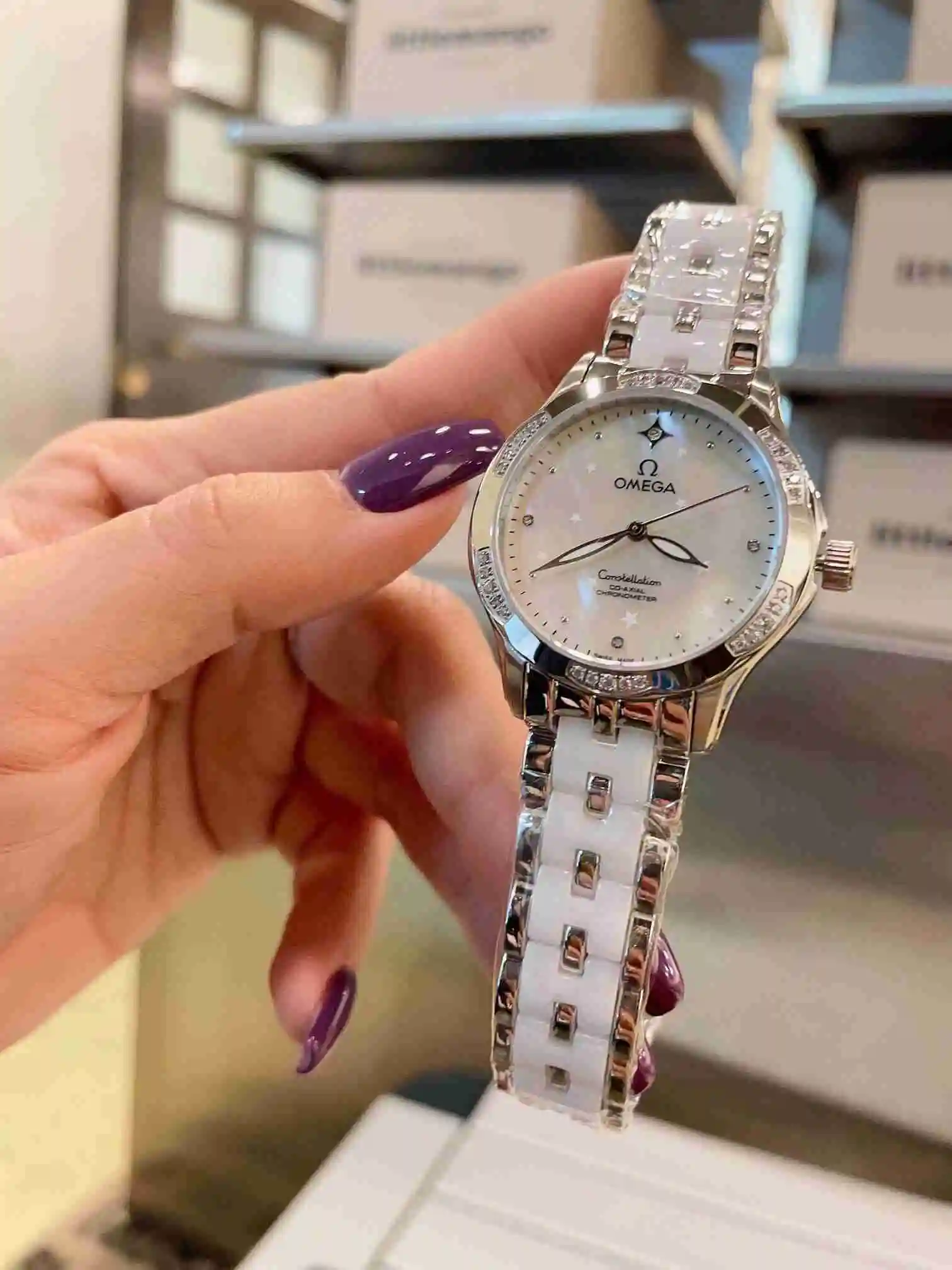General Watches Omega Watch Women's Watch Paired with Original Fully Automatic Mechanical Movement Top Grade 316 Precision Steel Case with Mineral Super Strong Mirror Diameter 35cm KK03050 view 9