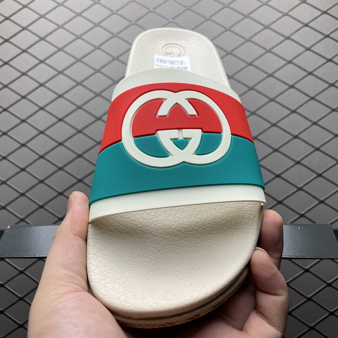 Gucci Slippers Beige Red Blue main view