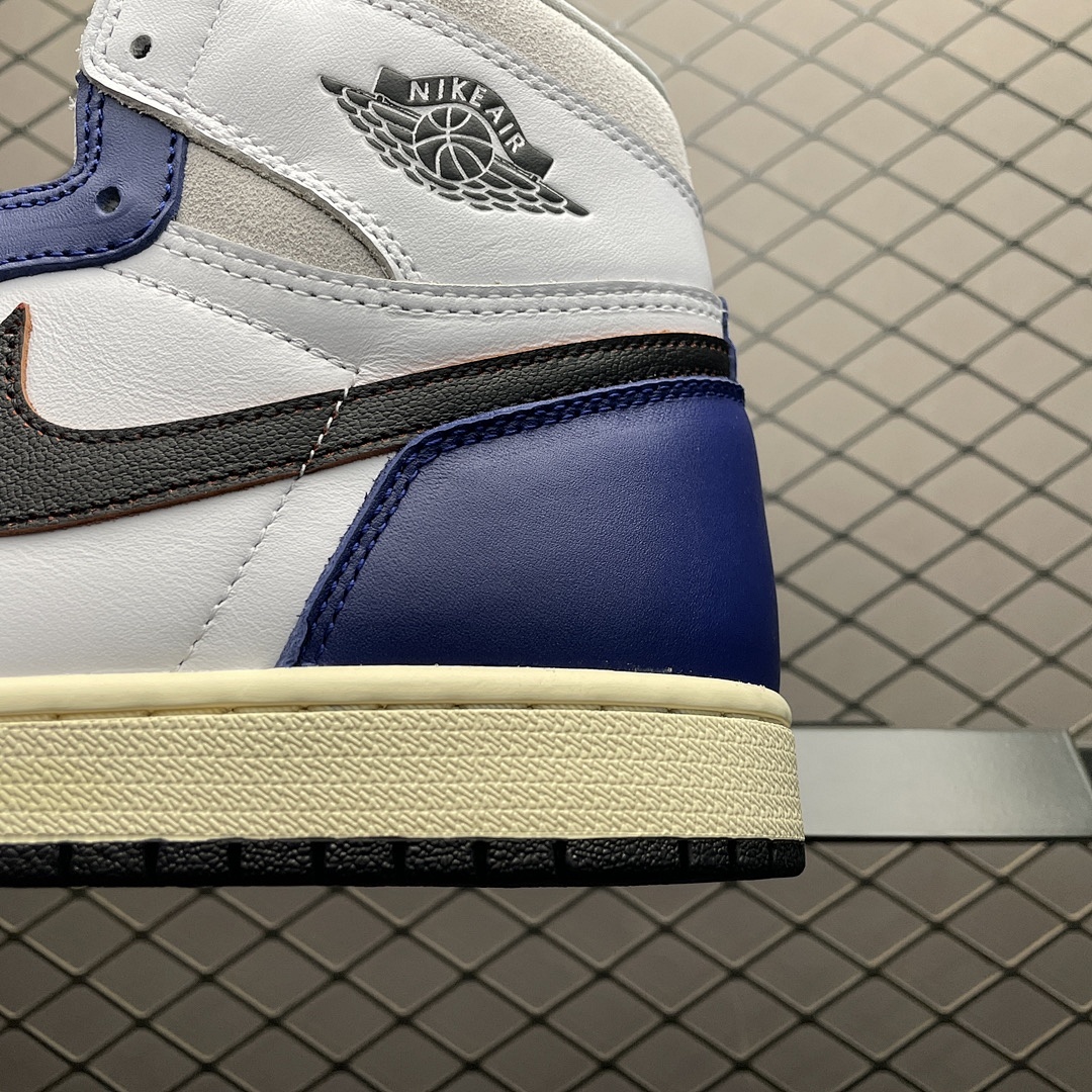 Nike Air Jordan 1 High Casual Shoes White Blue main view